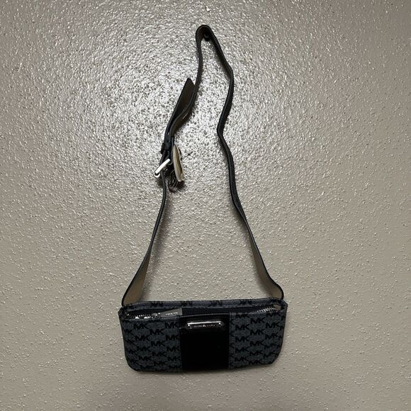 Michael Kors Adjustable Belt Bag Fanny Pack MK Logo Black/Grey Orig Box - Picture 3 of 5